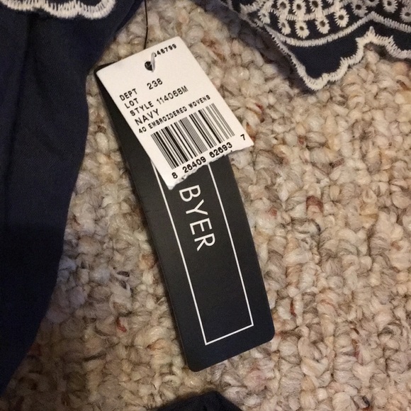 NWT A. BYER blue off the shoulder strap romper - Picture 7 of 13